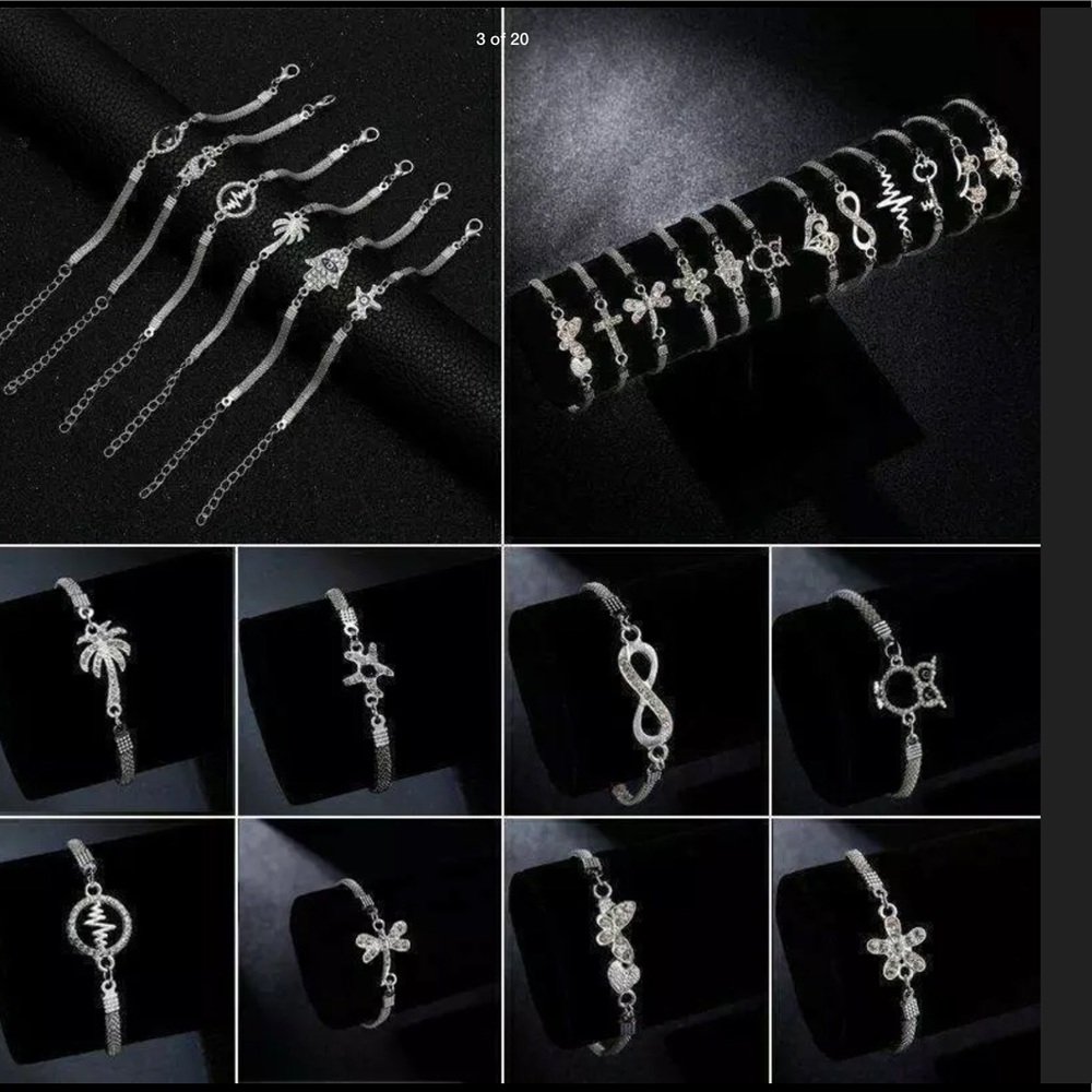 NWT Sterling Silver Crystal Charm Bracelet - Picture 3 of 11